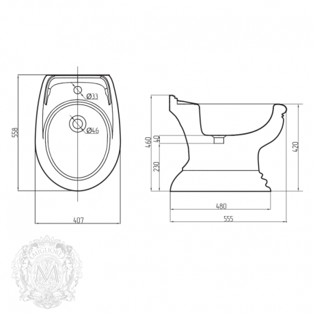 MILADY Биде напольное, керамика