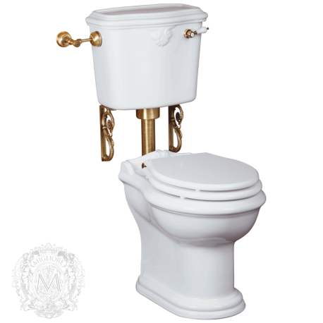 IMPERO Унитаз напольный с кнопкой, выпуск в стену (без крышки), керамика