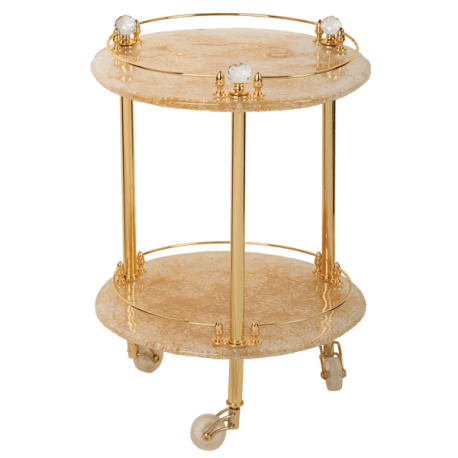 CRISTALIA Столик на колёсиках H57xD40 см, стекло/SWAROVSKI