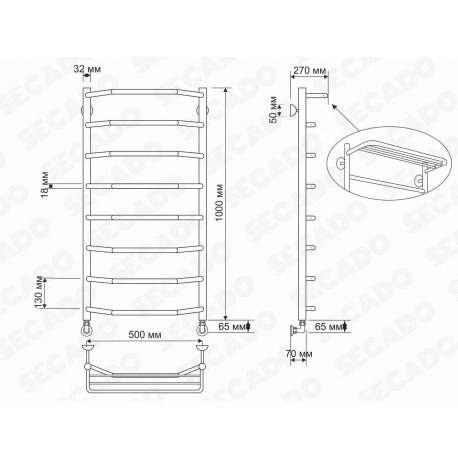 Полотенцесушитель латунный водяной Агата 3 32/18