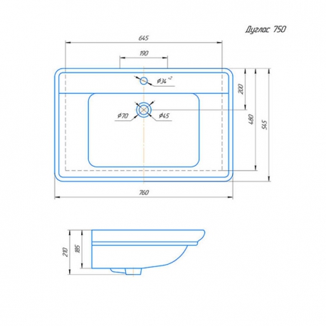 Раковина Дуглас 750 (фаянс) Кировит