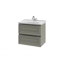 Комплект Понца тумба 70см два ящика с раковиной зеркалом и пеналом серые 