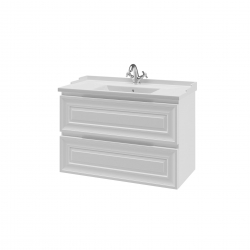 Комплект Понца тумба 90см с раковиной зеркалом и пеналом белые 