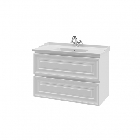 Комплект Понца тумба 90см с раковиной зеркалом и пеналом белые