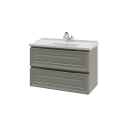 Комплект Понца тумба 90см с раковиной зеркалом и пеналом серые 