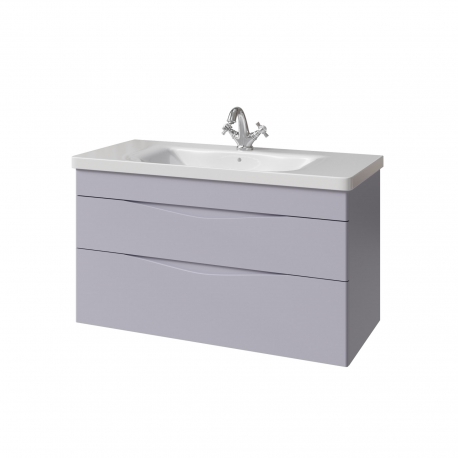 Комплект ЛЕНТО тумба 100 два ящика с раковиной стилл