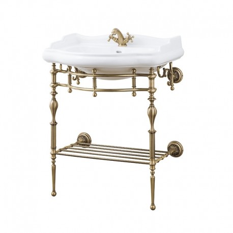 консоль с раковиной KR'7 опоры на пол, с полкой