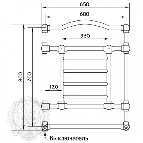 Полотенцесушитель электрический (провод слева) Migliore Edward